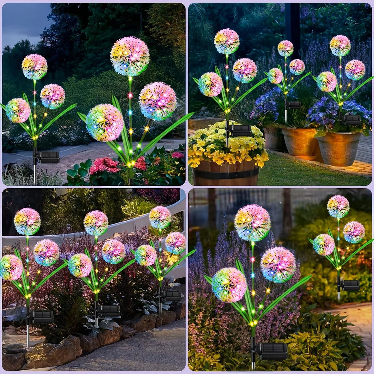 Solar LED Dandelion Three Head Outdoor Garden Decorative Lights