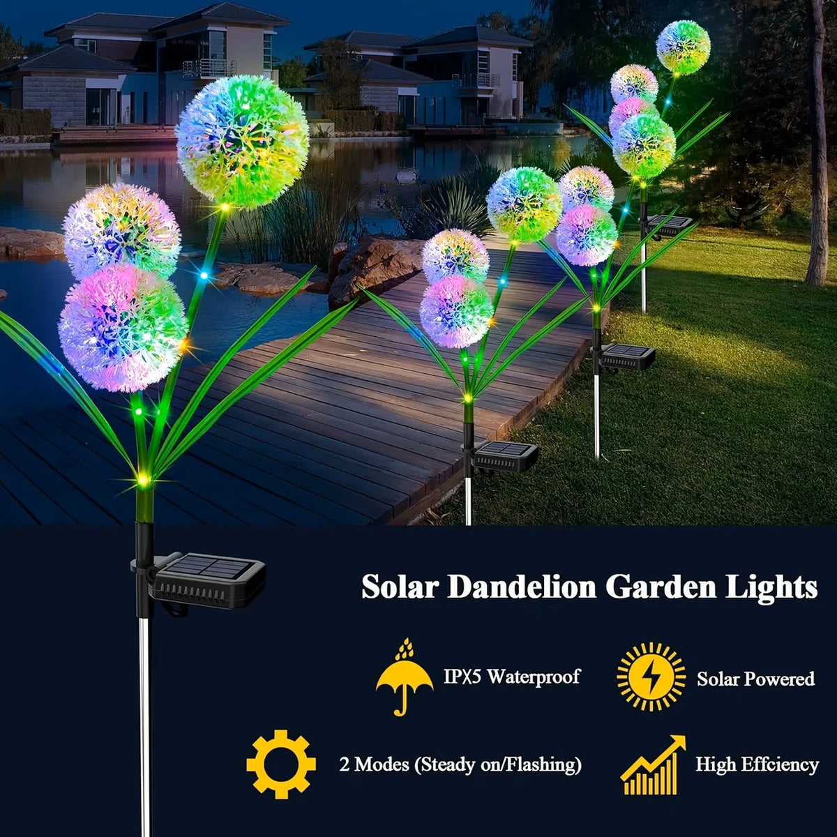 Solar LED Dandelion Three Head Outdoor Garden Decorative Lights