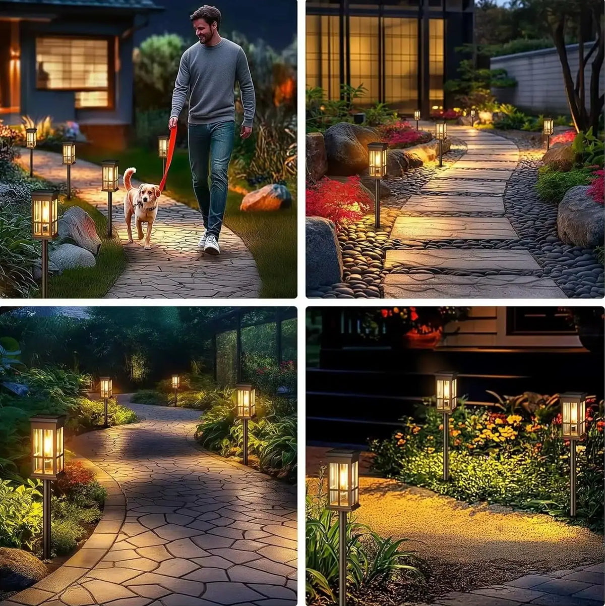 Solar Outdoor Pathway Lights Waterproof LED Landscape Garden Walkway Lighting