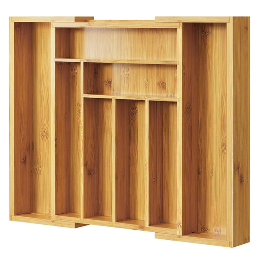 Adjustable Bamboo Silverware Drawer Organizer Wood Storage Cutlery Holder for Forks Spoons And Knives Kitchen Bedroom Living Room