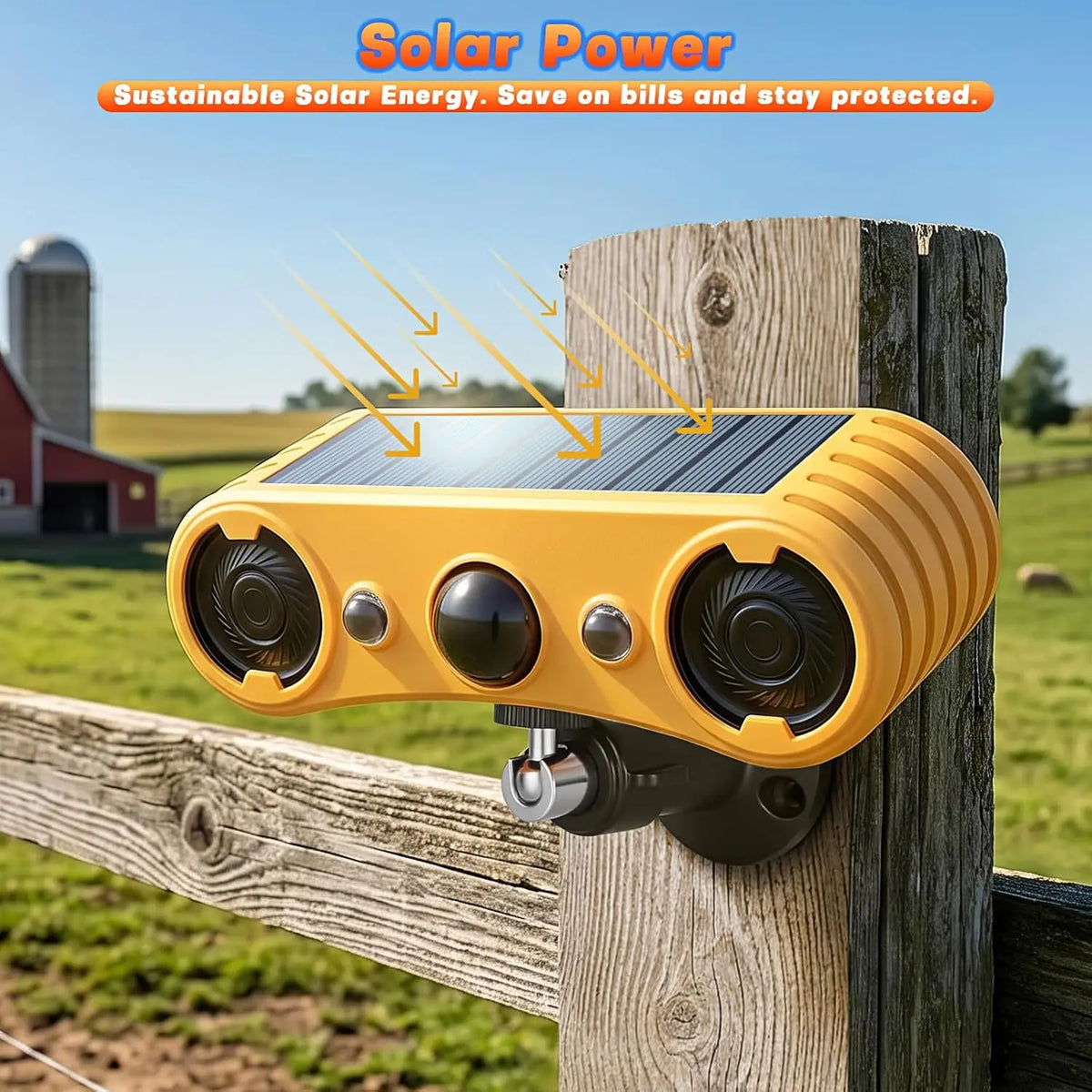 Solar Motion Sensor Security Alarm With Siren And Flashing Strobe
