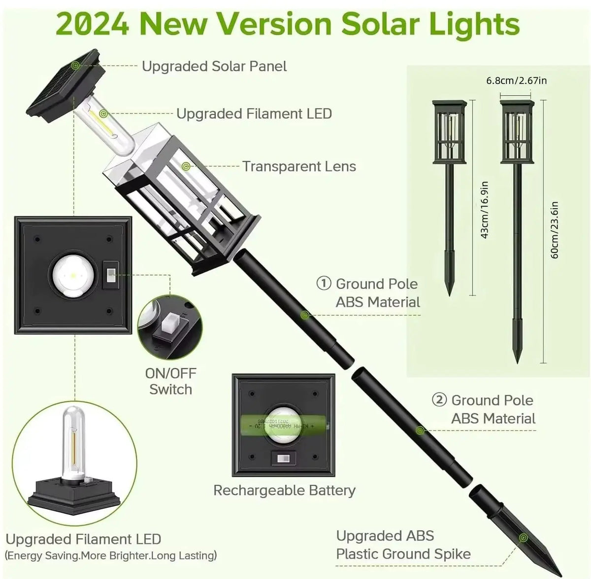 Solar Outdoor Pathway Lights Waterproof LED Landscape Garden Walkway Lighting