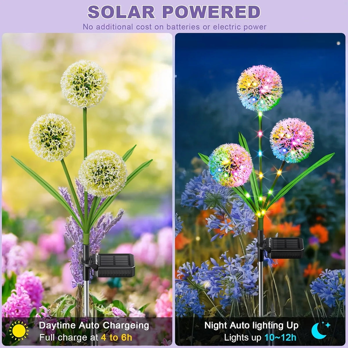 Solar LED Dandelion Three Head Outdoor Garden Decorative Lights
