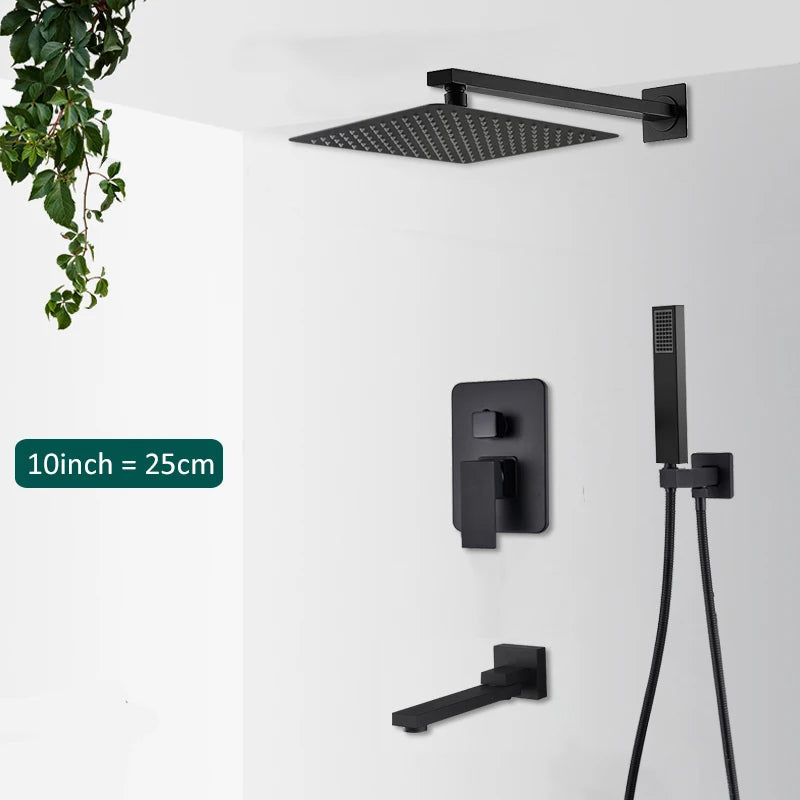 Quyanre Concealed Shower System Rain Waterfall Wall Mounted Faucet