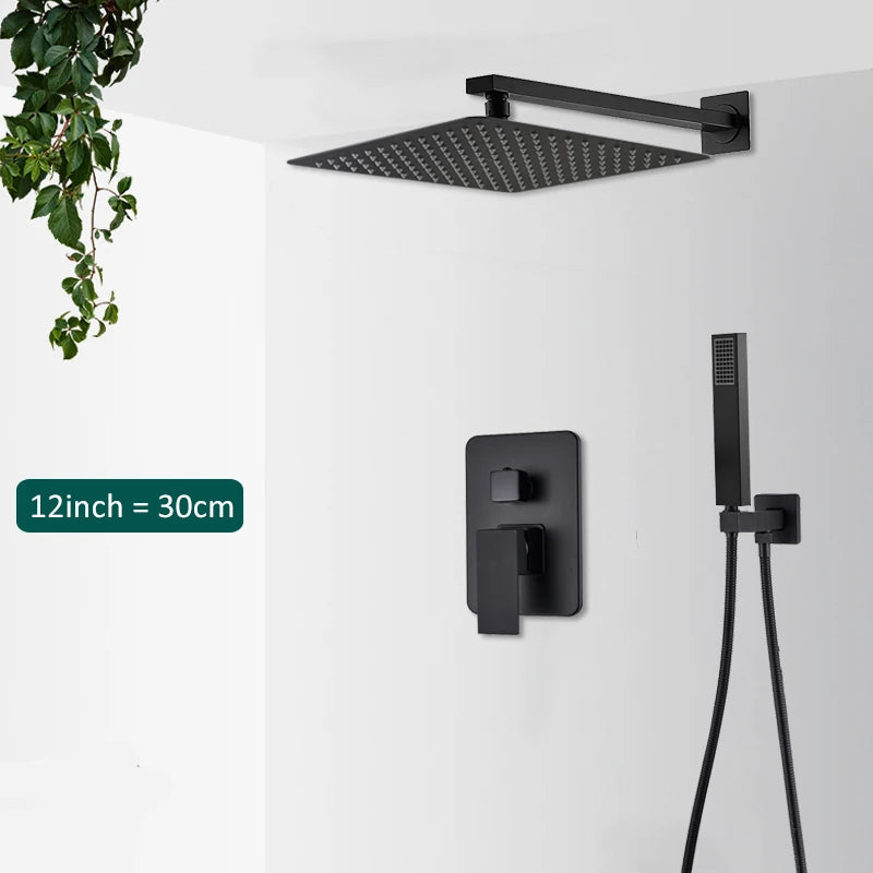Quyanre Concealed Shower System Rain Waterfall Wall Mounted Faucet