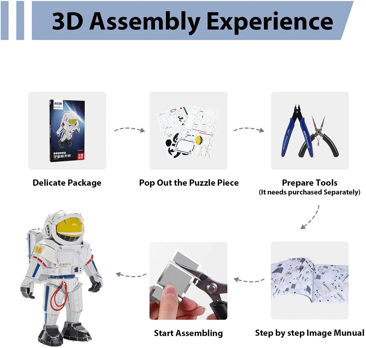 Microworld 3D Metal Jigsaws Puzzles Space Astronaut Kit DIY Jigsaw Educational Toys Birthdays Christmas Gifts For child Kids