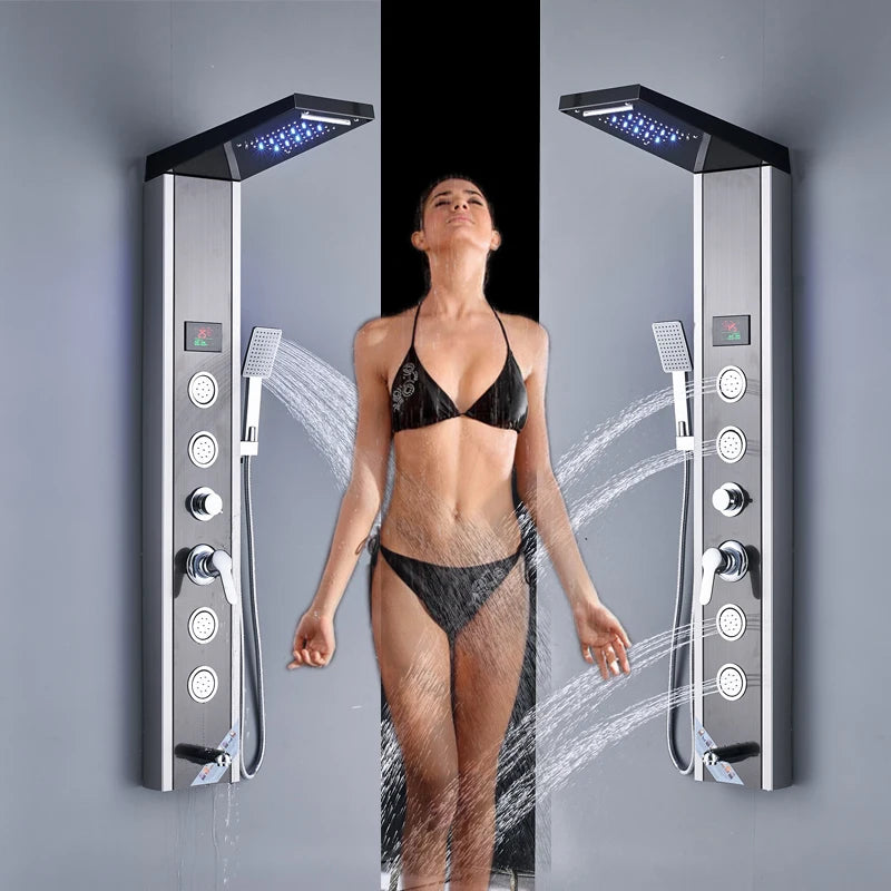 Shinesia LED Rain Shower Panel Spa Massage Jet Faucet System