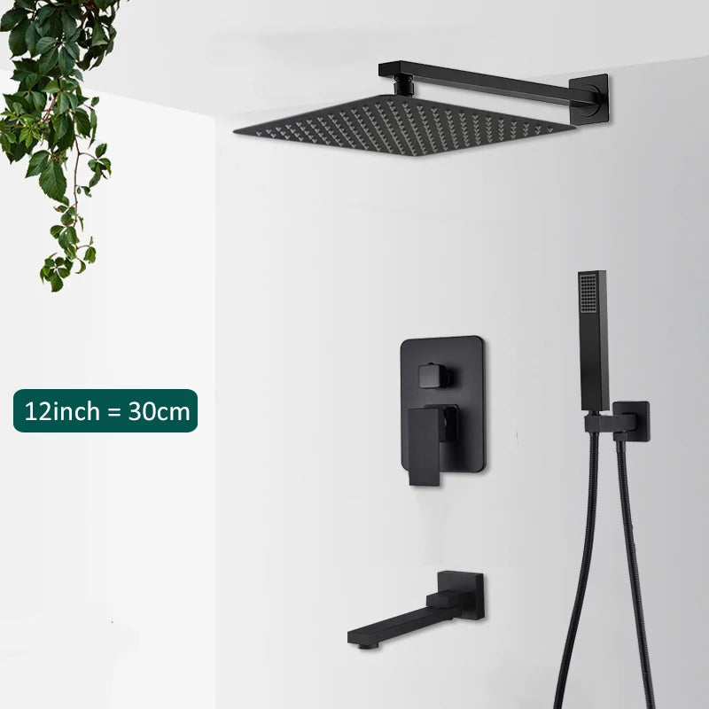 Quyanre Concealed Shower System Rain Waterfall Wall Mounted Faucet