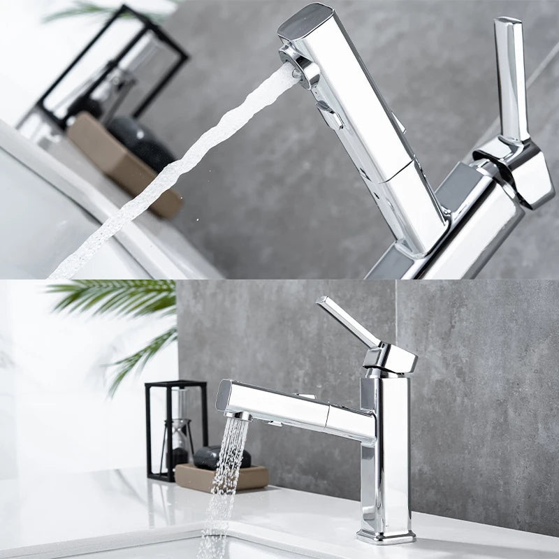 DQOK Pull Out Bathroom Basin Faucet With Single Hole Mounting