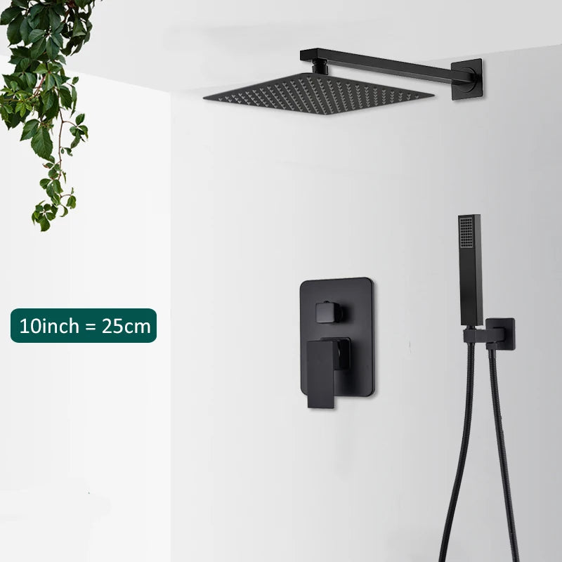 Quyanre Concealed Shower System Rain Waterfall Wall Mounted Faucet