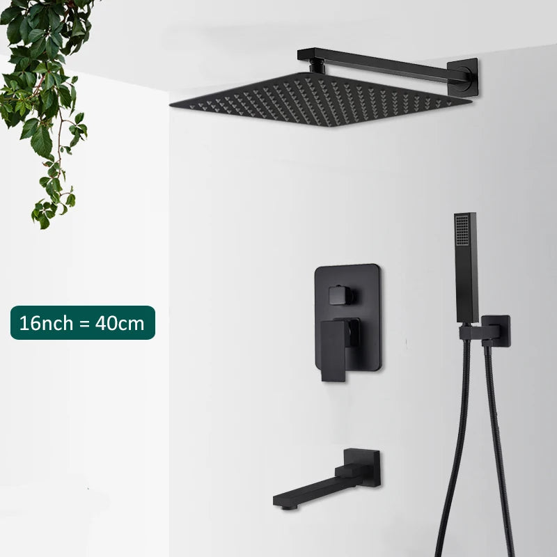 Quyanre Concealed Shower System Rain Waterfall Wall Mounted Faucet