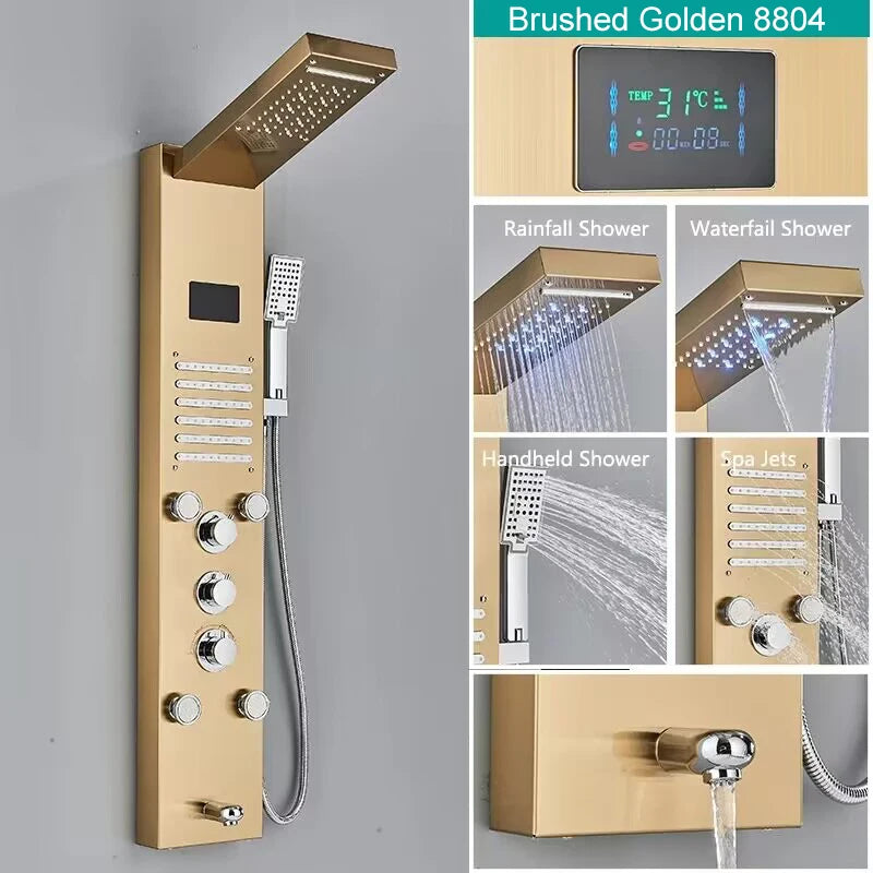 Shinesia LED Shower Panel With Digital Display Spa Massage Jets