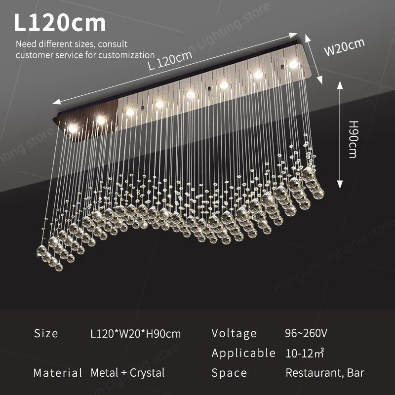 Yingxuan Modern Crystal LED Pendant Chandelier for Kitchen and Living Areas