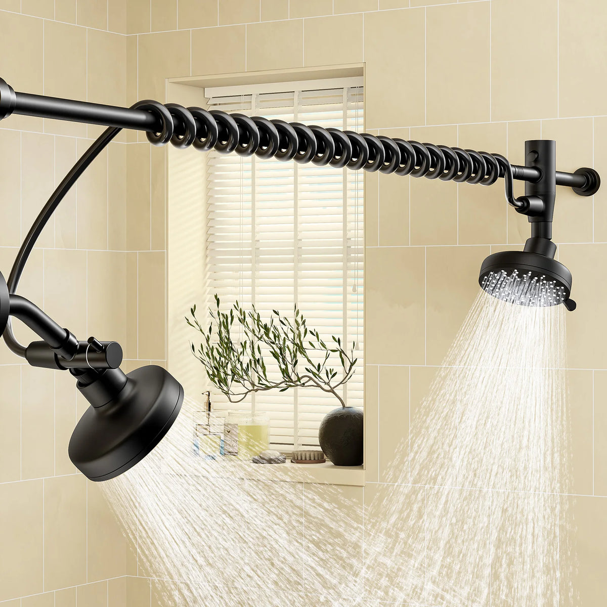 Adjustable Dual Shower Head For Couples With High Pressure Flow
