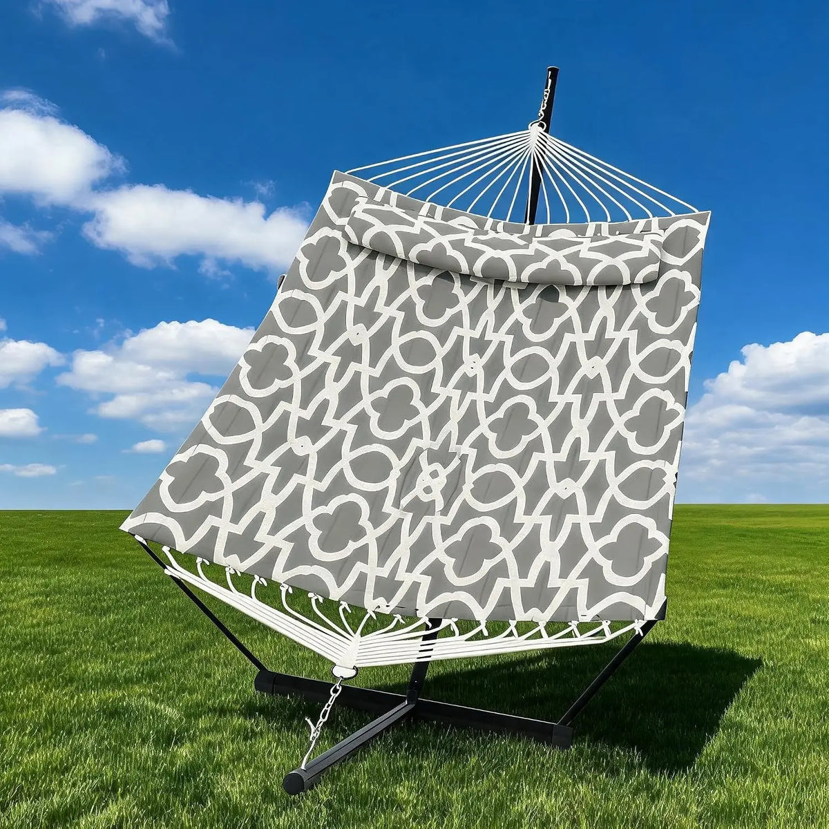 HiMISS Freestanding Double Hammock With Steel Stand For Garden Patio