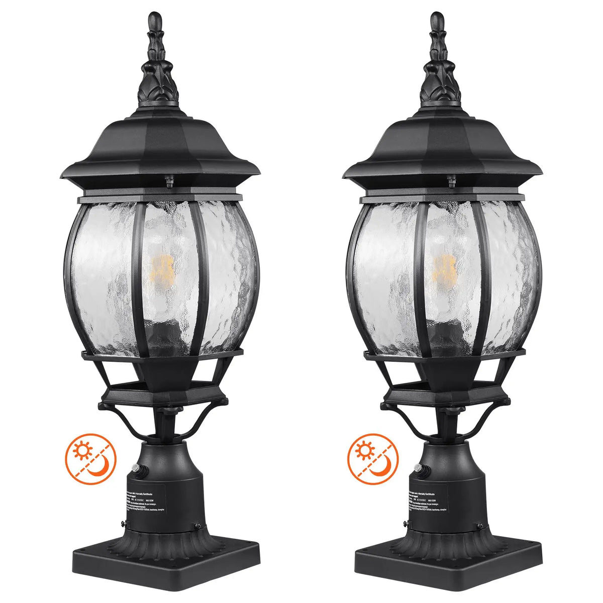 Dusk To Dawn Outdoor Post Light Fixtures With Glass Shade For Patios