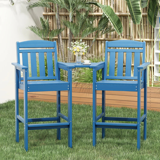 Farini Set Of Two HDPE Adirondack Bar Stools With Tray