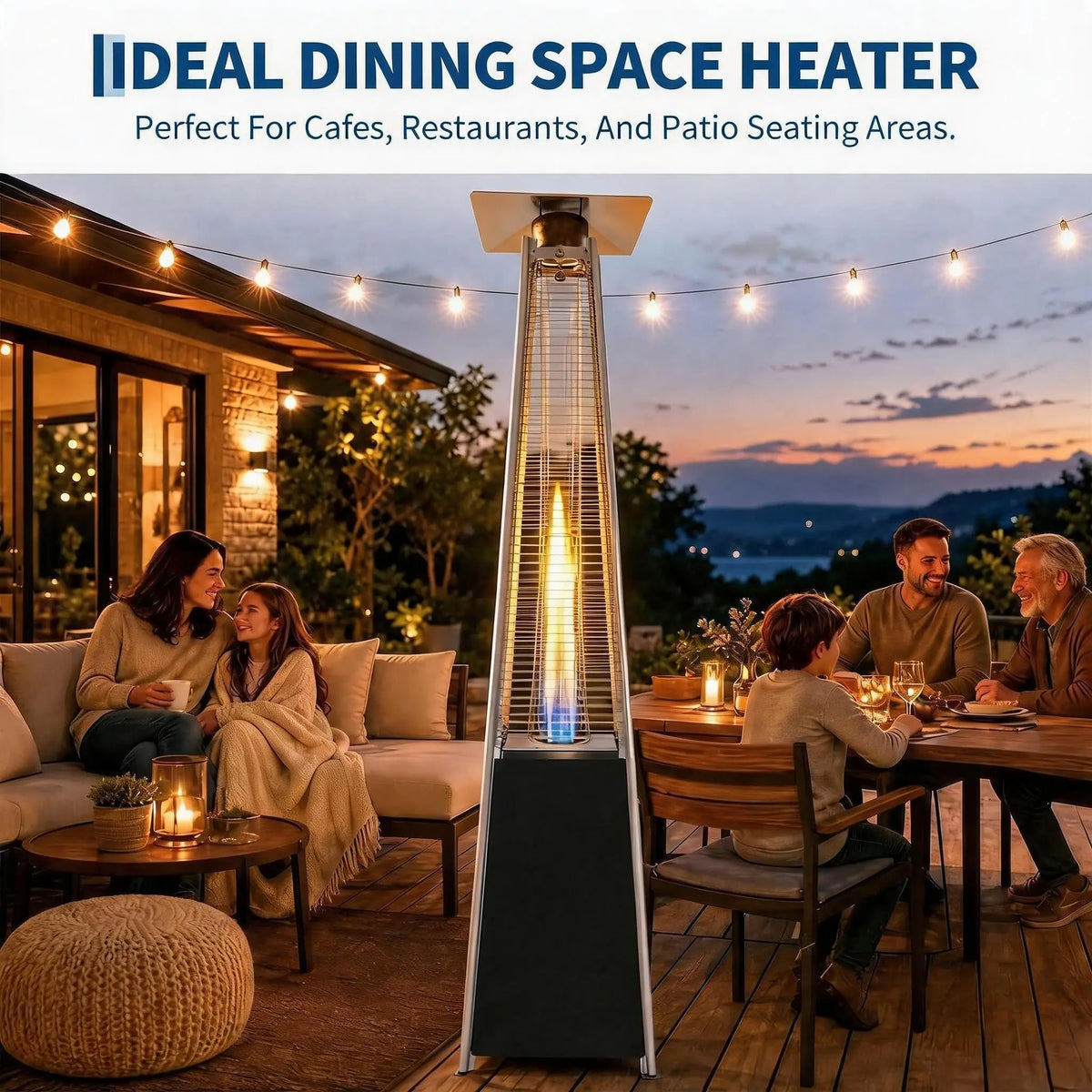 GAOMON Pyramid Propane Patio Heater With Glass Tube Flame