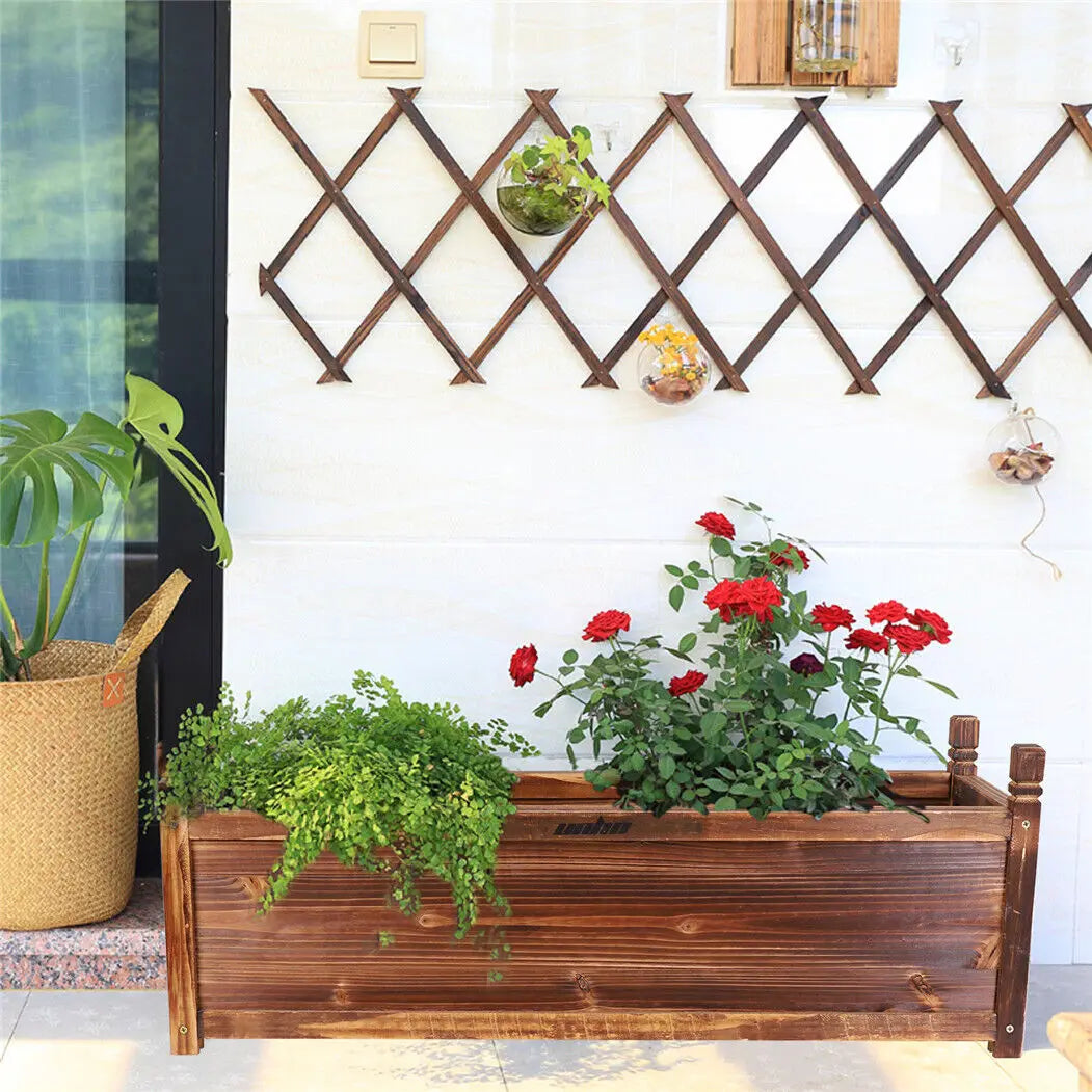 Outdoor Wooden Raised Garden Planter Bed For Flowers And Vegetables
