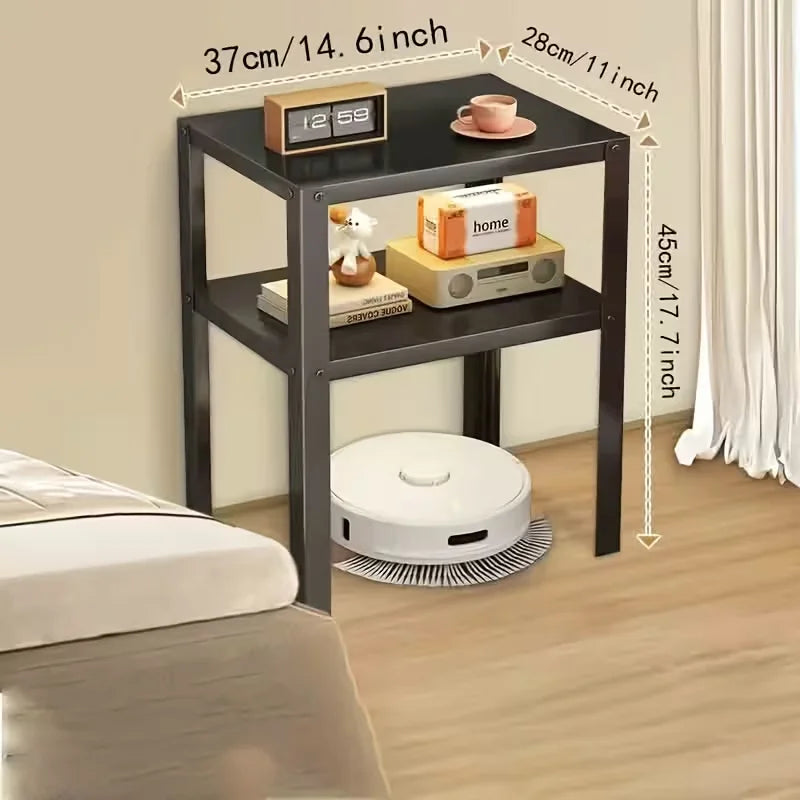 Industrial Metal Nightstand Storage Rack With Modern Shelving