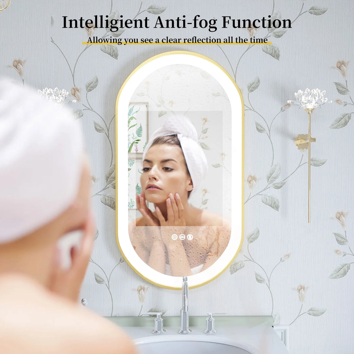 Wisfor Oval LED Bathroom Mirror With Dimmable Anti Fog Light