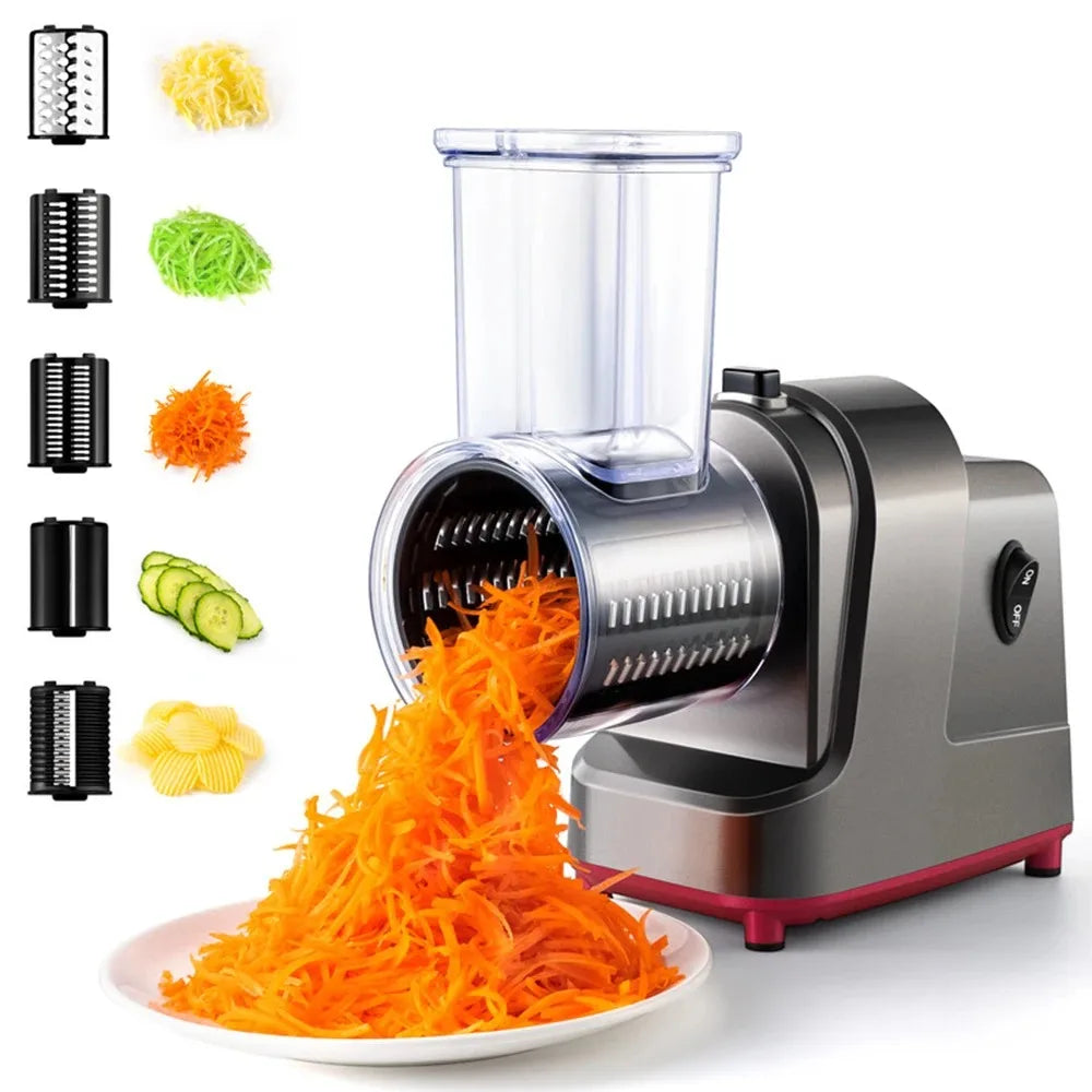 Electric 5 In 1 Vegetable Slicer Shredder And Cheese Grater