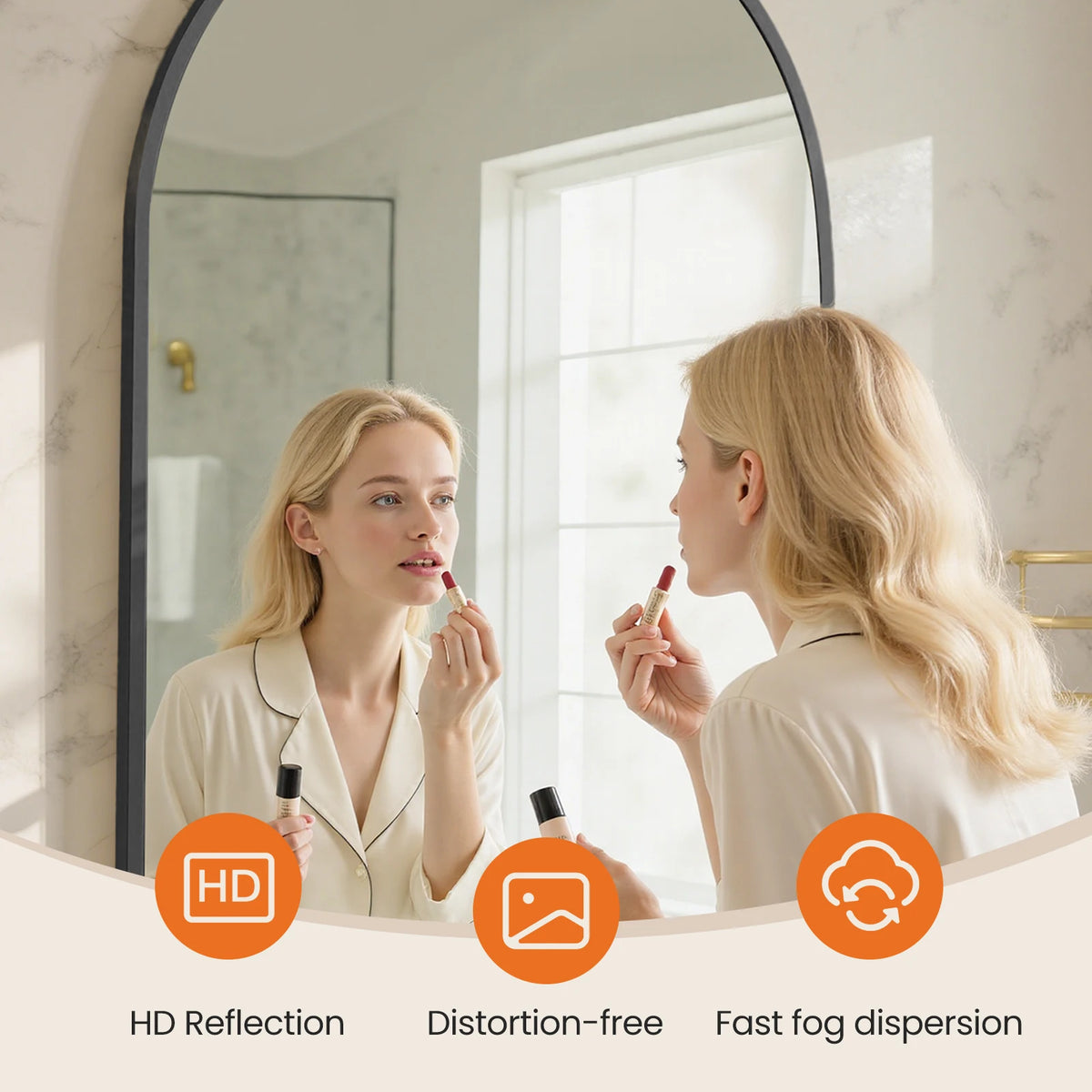 MCQ Arched Wall Mounted Bathroom Mirror With Aluminum Frame