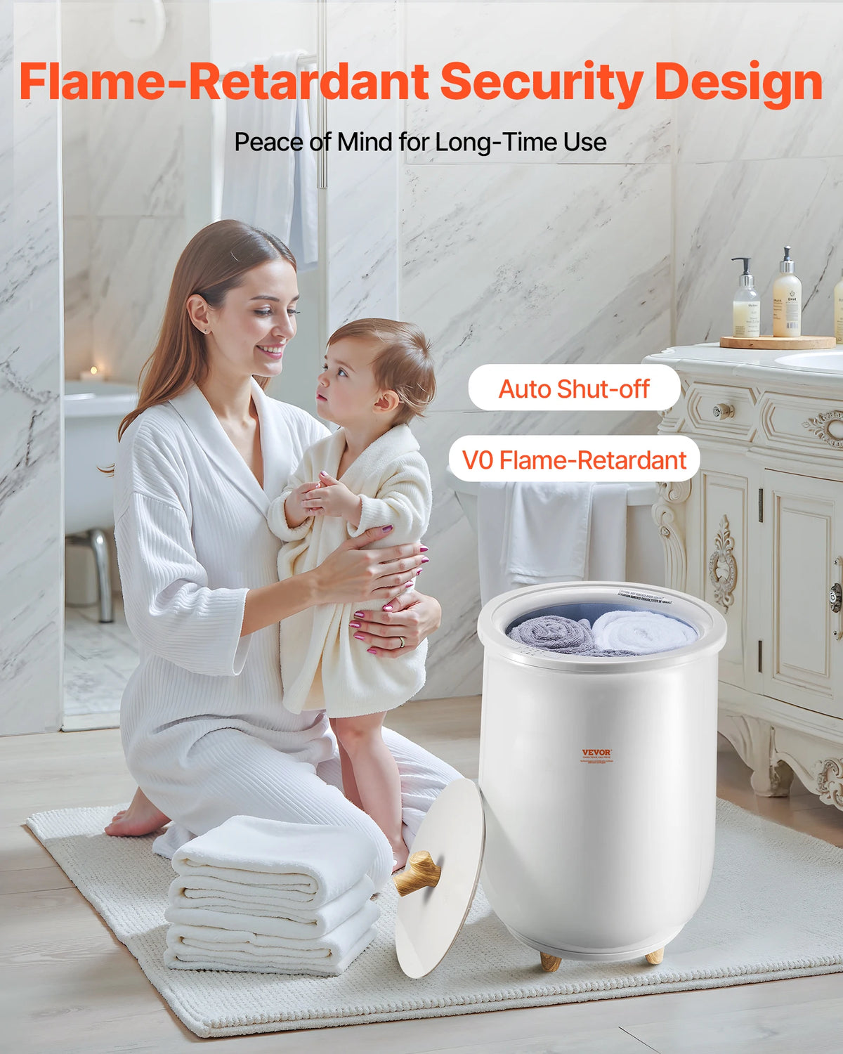 SucceBuy Heated Towel Warmer Bucket With Led Light And Thermostat