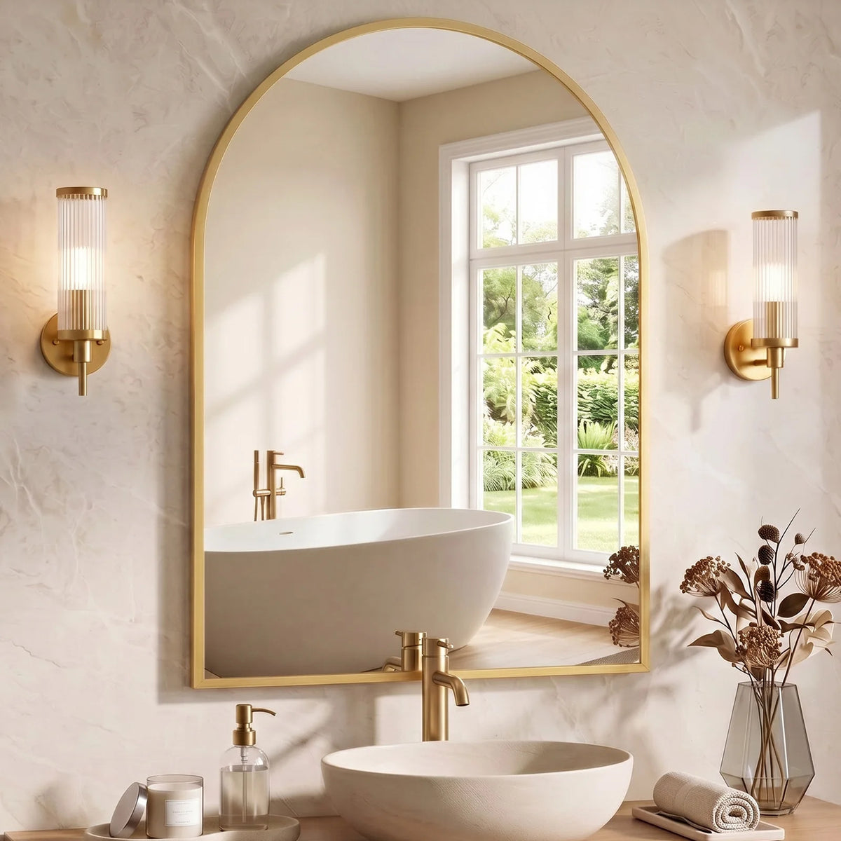 MCQ Arched Wall Mounted Bathroom Mirror With Aluminum Frame