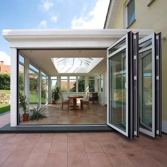 Custom Aluminum Double Pane Exterior Bifold Doors Partition Patio Glass Door Bi Fold Accordion Door Sliding Folding Door