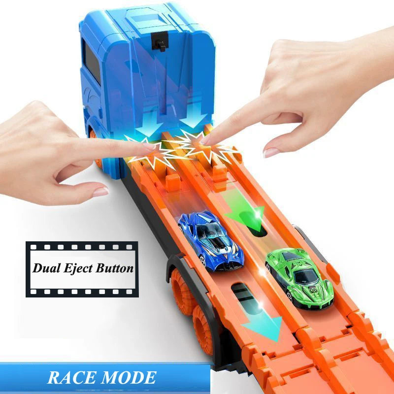 DSUE Folding Car Transporter Truck With Racing Track And Cars