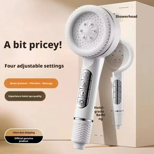 Pressurized Handheld Shower Head With Four Adjustable Spray Modes