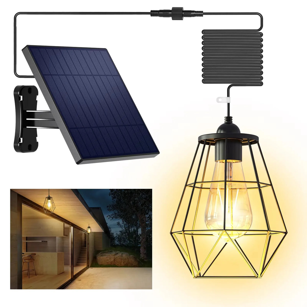 Intelamp Waterproof Solar Pendant Lights for Indoor and Outdoor Use