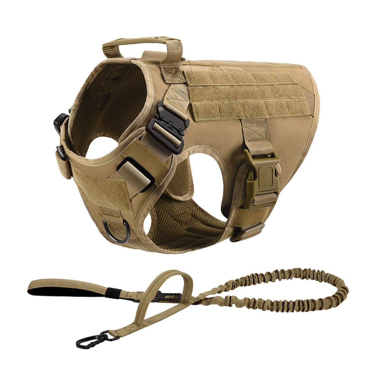 Petavel Tactical Dog Harness With Molle Pouches And Leash