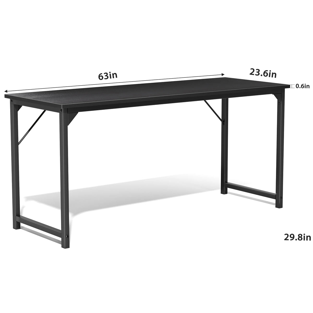 JHK Modern Computer Desk With Metal Frame And Wood Top