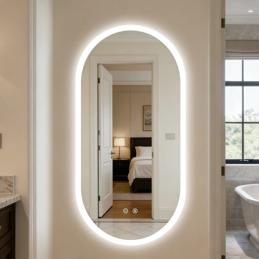 Borwart Anti Fog Oval LED Bathroom Mirror With Frameless Design
