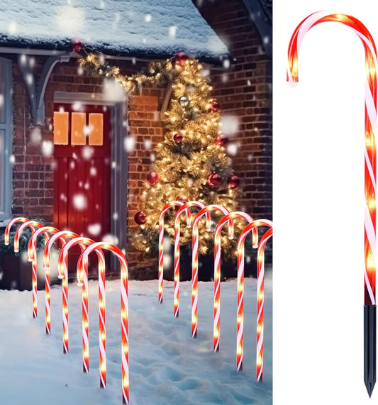 Joyfy Pre Lit Christmas Candy Cane Pathway Marker Lights Set of 12