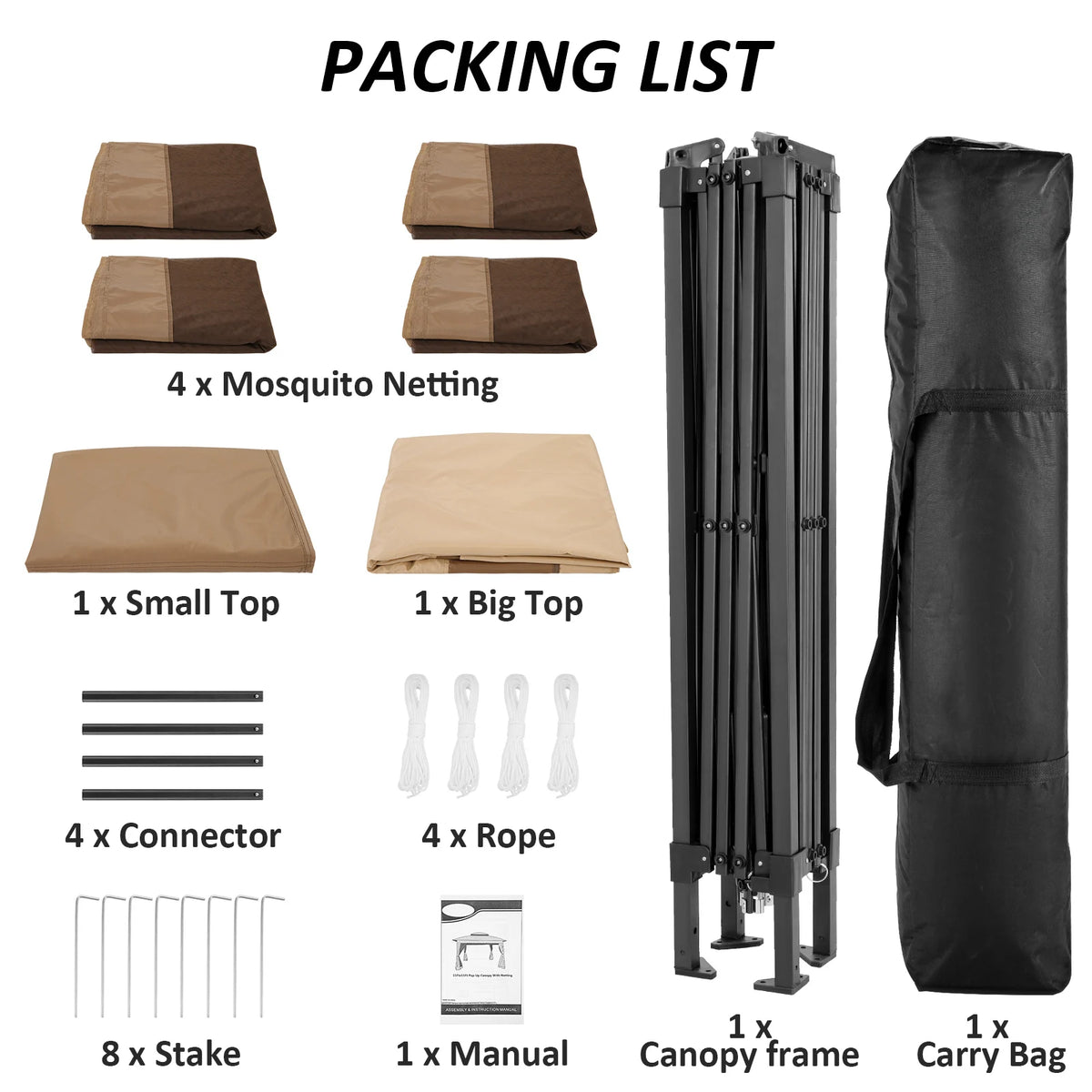 Tooluck One Push Pop Up Gazebo Canopy With Mosquito Netting