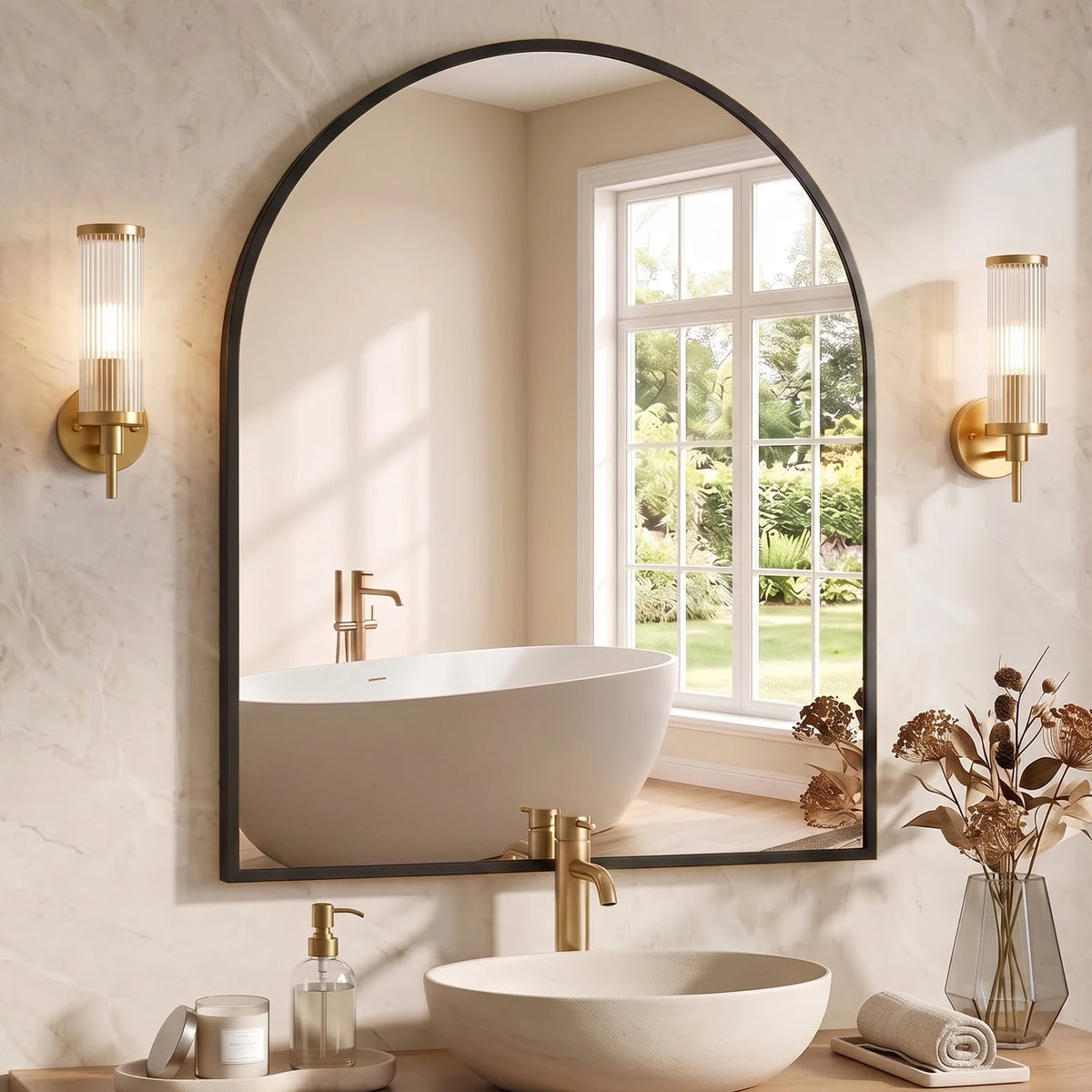 MCQ Arched Wall Mounted Bathroom Mirror With Aluminum Frame