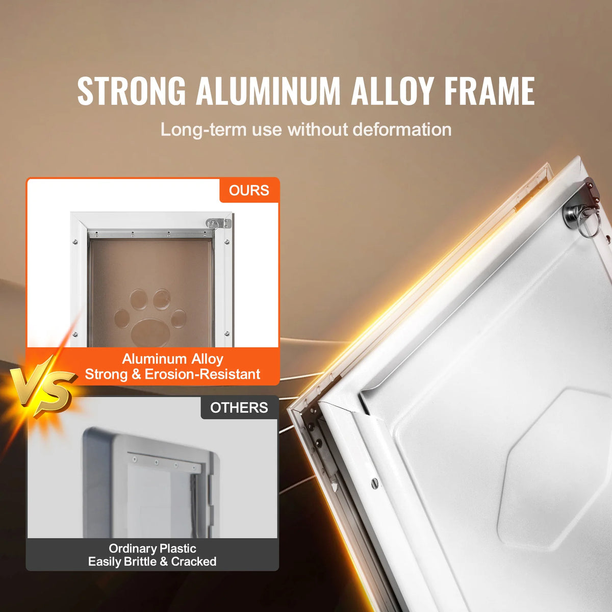 SucceBuy Weatherproof Aluminum Pet Door With Lock And Flap
