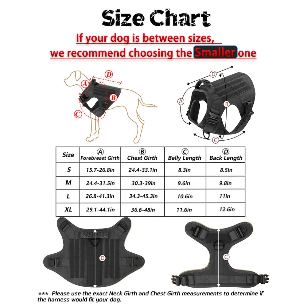 Petavel Tactical Dog Harness With Molle Pouches And Leash