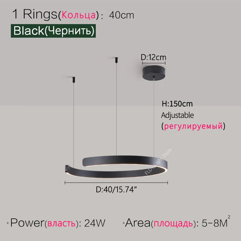 SLL Modern Nordic LED Ring Pendant Light for Living Spaces
