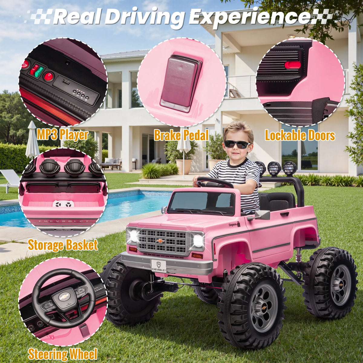 JOYRACER Licensed Chevrolet Cheyenne Ride On Car for Kids