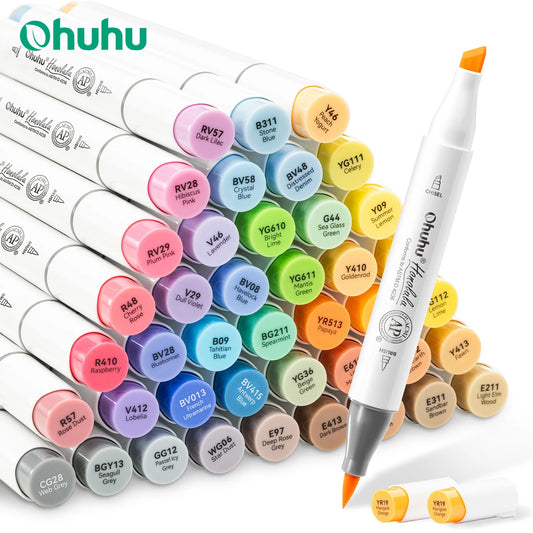 Ohuhu Honolulu Alcohol Marker Set With Dual Brush And Chisel Tips