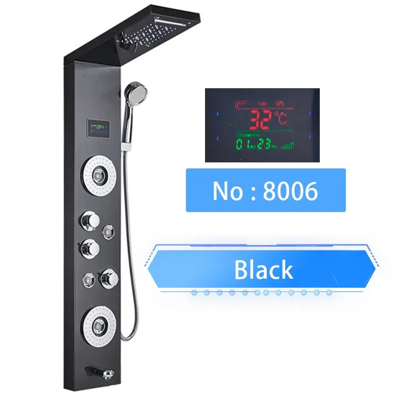 Shinesia LED Shower Panel With Digital Display Spa Massage Jets