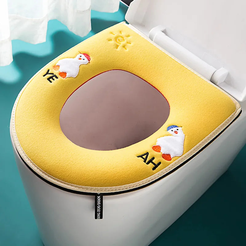 Waterproof Plush Toilet Seat Cover With Washable Zipper Design