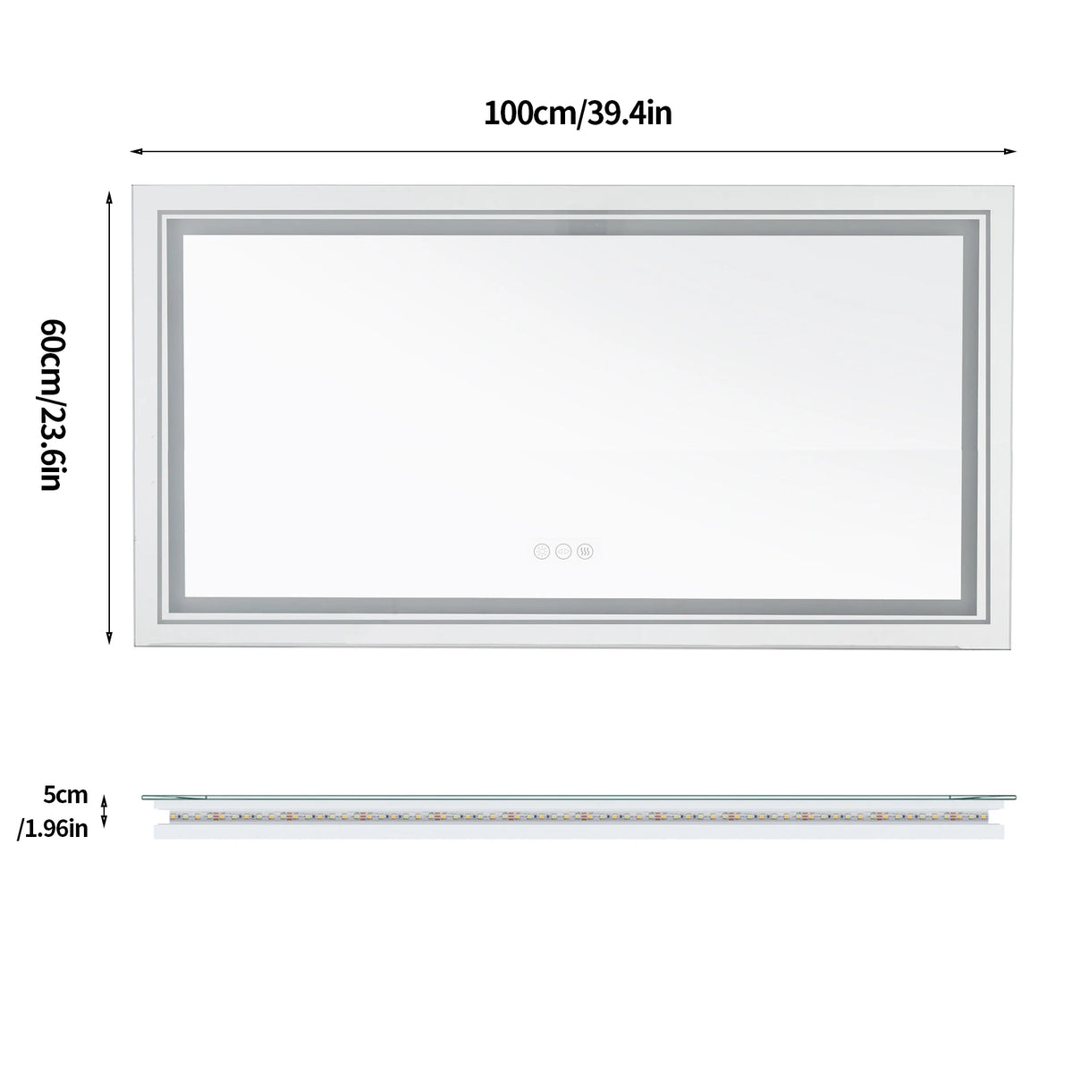 Illuminated LED Bathroom Mirror With Antifog Touch Control