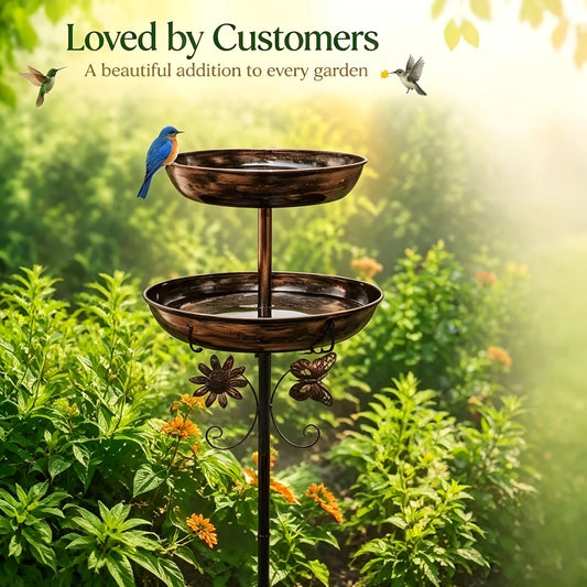 Vintage Dual Layer Bird Bath And Feeder Set For Gardens