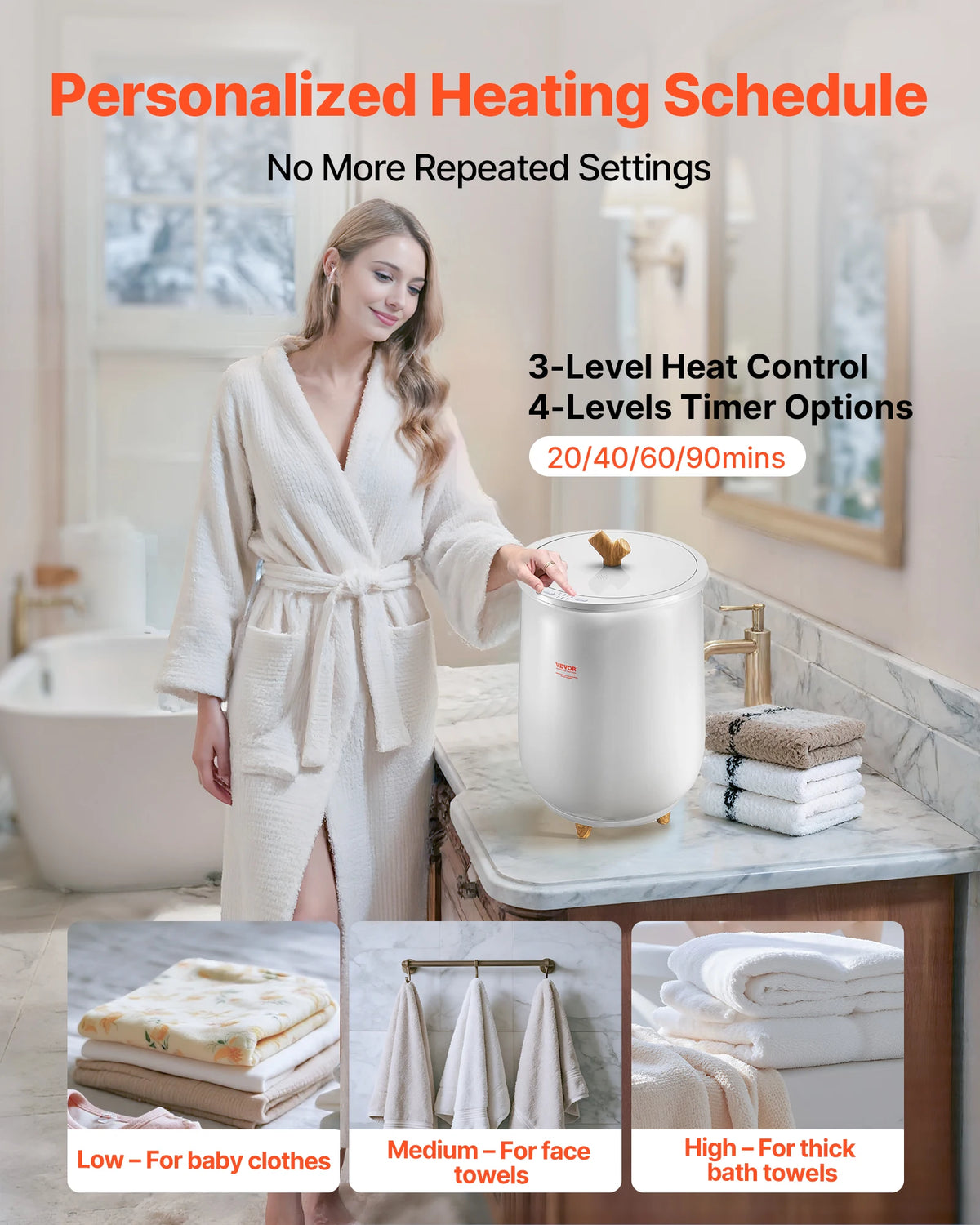 SucceBuy Heated Towel Warmer Bucket With Led Light And Thermostat
