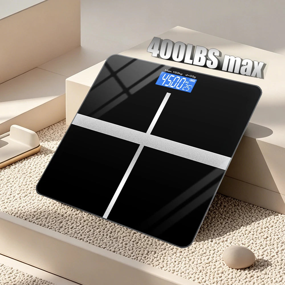 ZNLYRION Digital Bathroom Scale With LCD Display And Tempered Glass Platform
